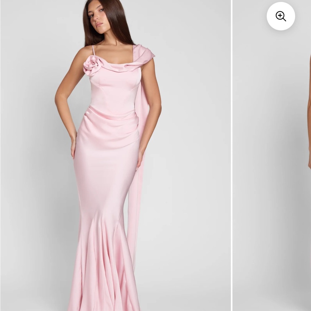 Chic Pink Wedding Dress with Floral Detail